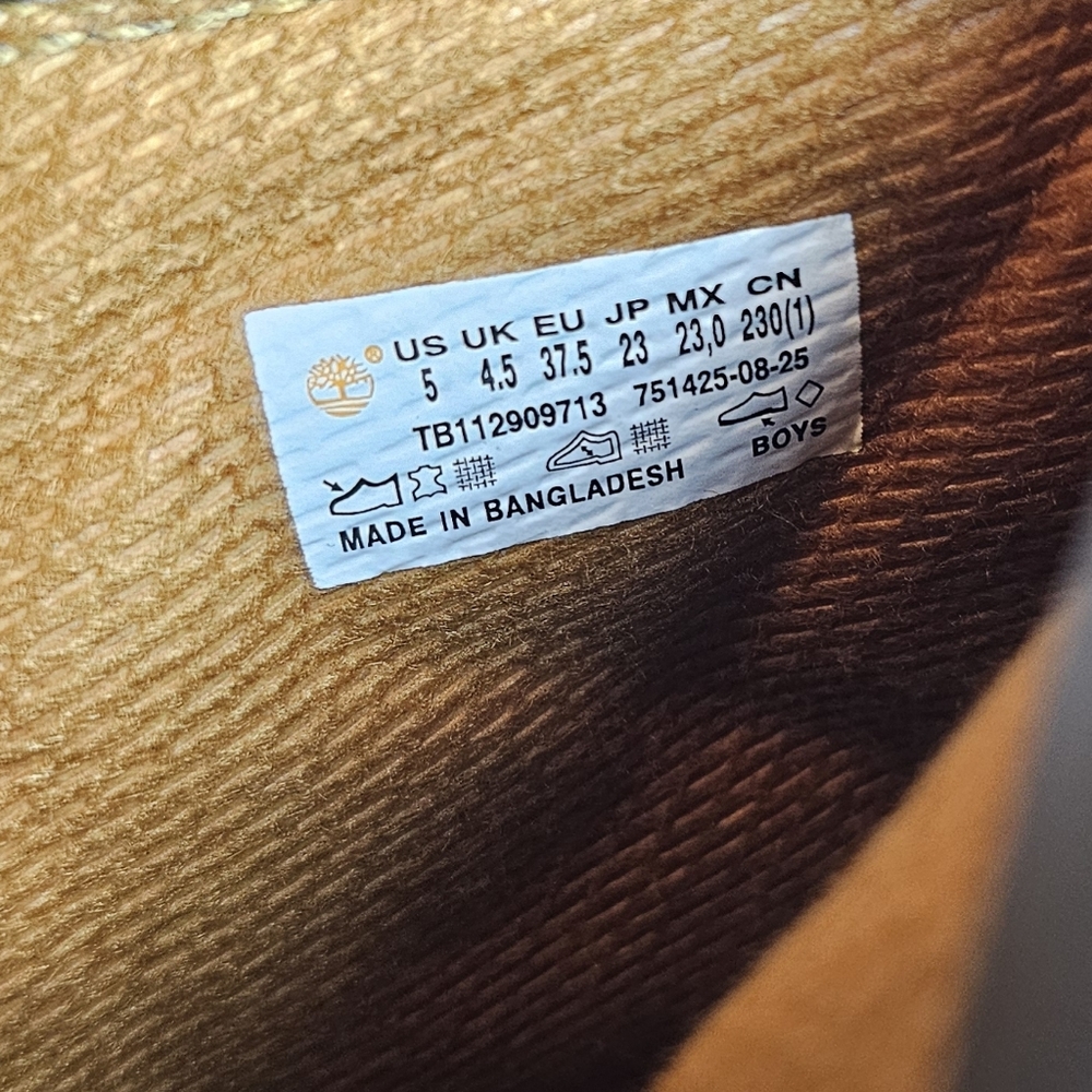 Timberland Premium 6 Inch Waterproof Boots Wheat Nubuck Size 7 Womens Junior 5 - Picture 9 of 10